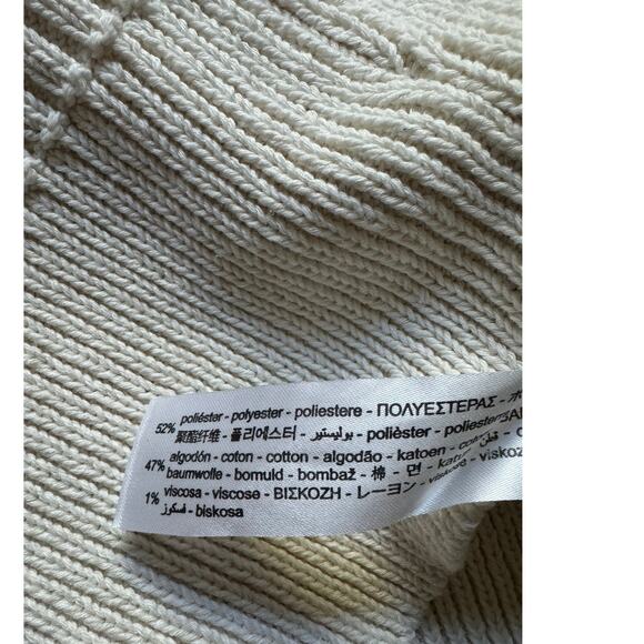 NWT Zara | Cotton Blend Square Neck Ivory Cropped Knit Top | Size L - Picture 6 of 7